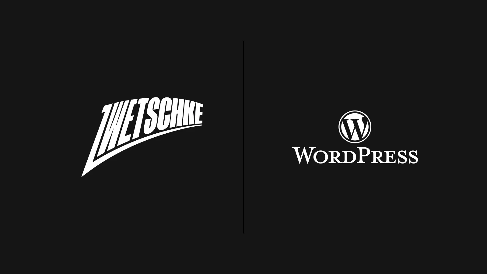 Die Logos von zwetschke und WordPress nebeneinander auf dunklem Grund