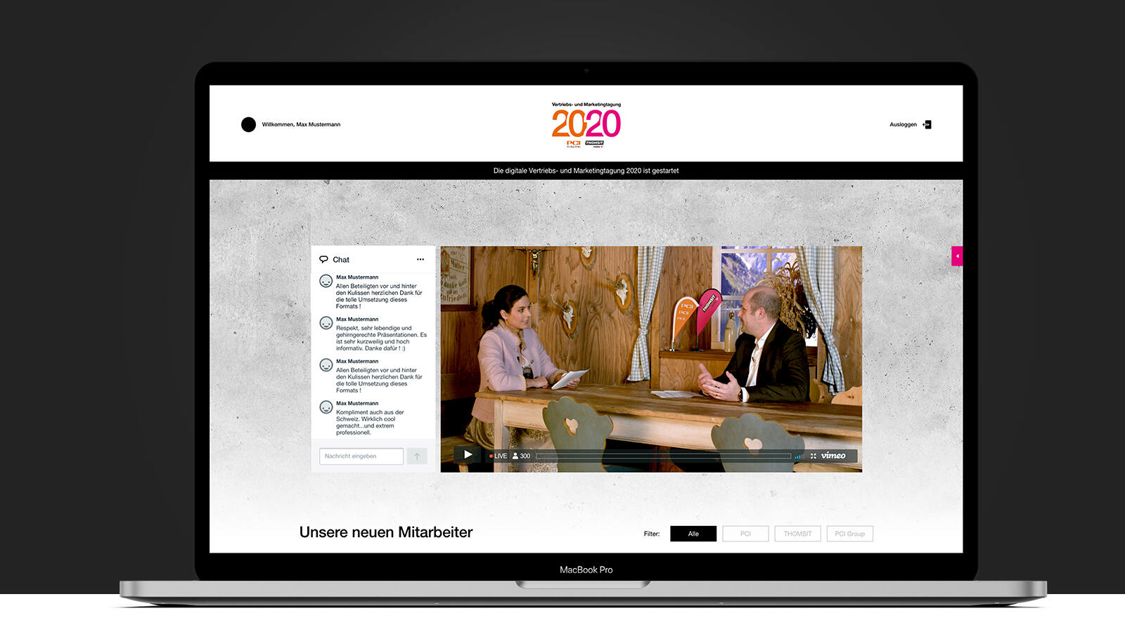 Maßgeschneidert: Die Online-Plattform zum Event. Interaktiv & komfortabel in der Bedienung.