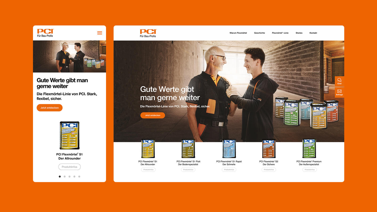 Unsere Landingpage flexmörtel.com