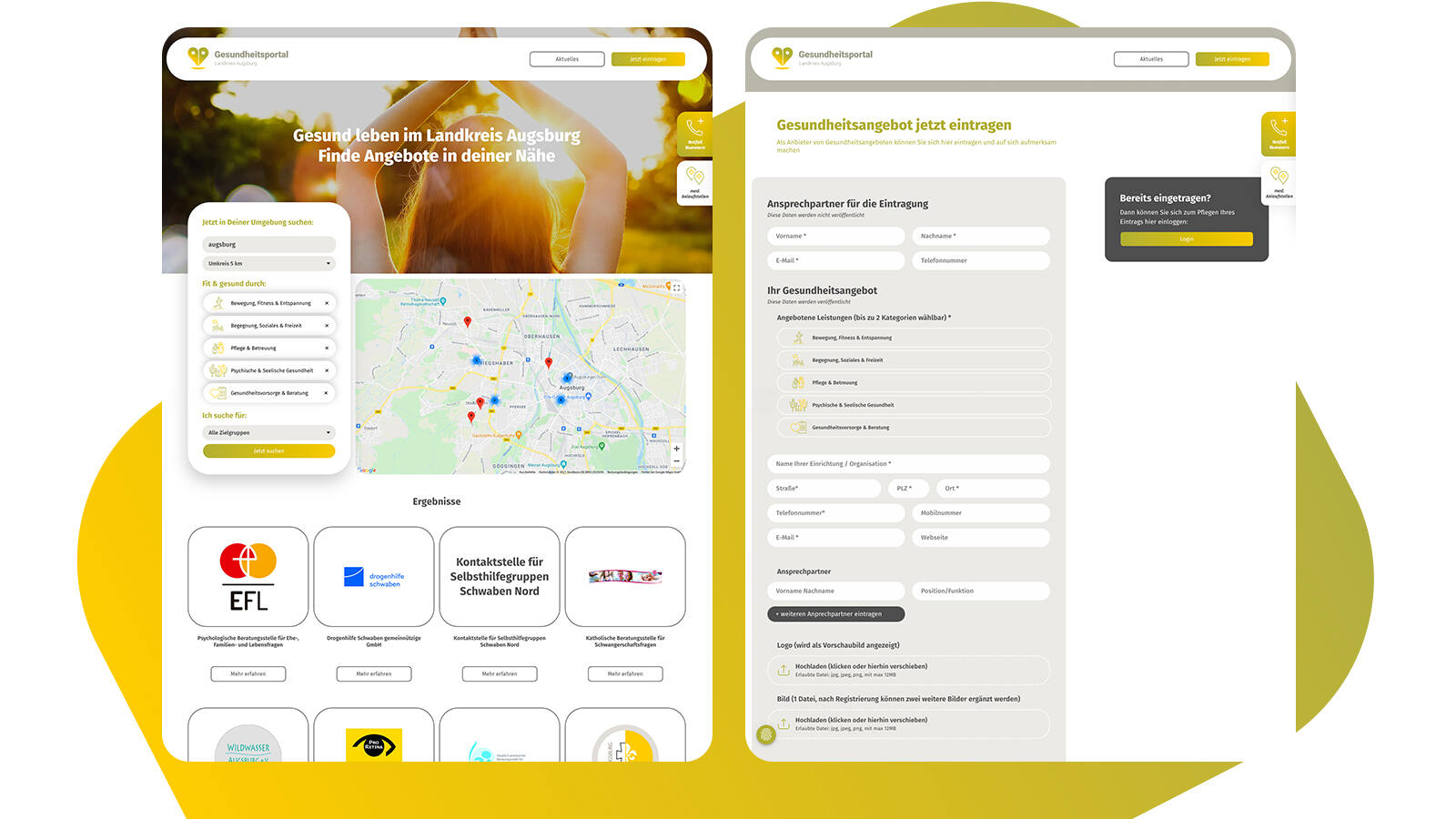 Mit einem Filter können die Bürger:innen schnell passende Angebot in ihrer Nähe auf der Karte neu entdecken.