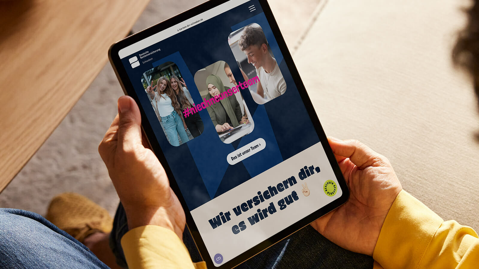 DRV Schwaben – Karriere-Website auf dem Tablet
