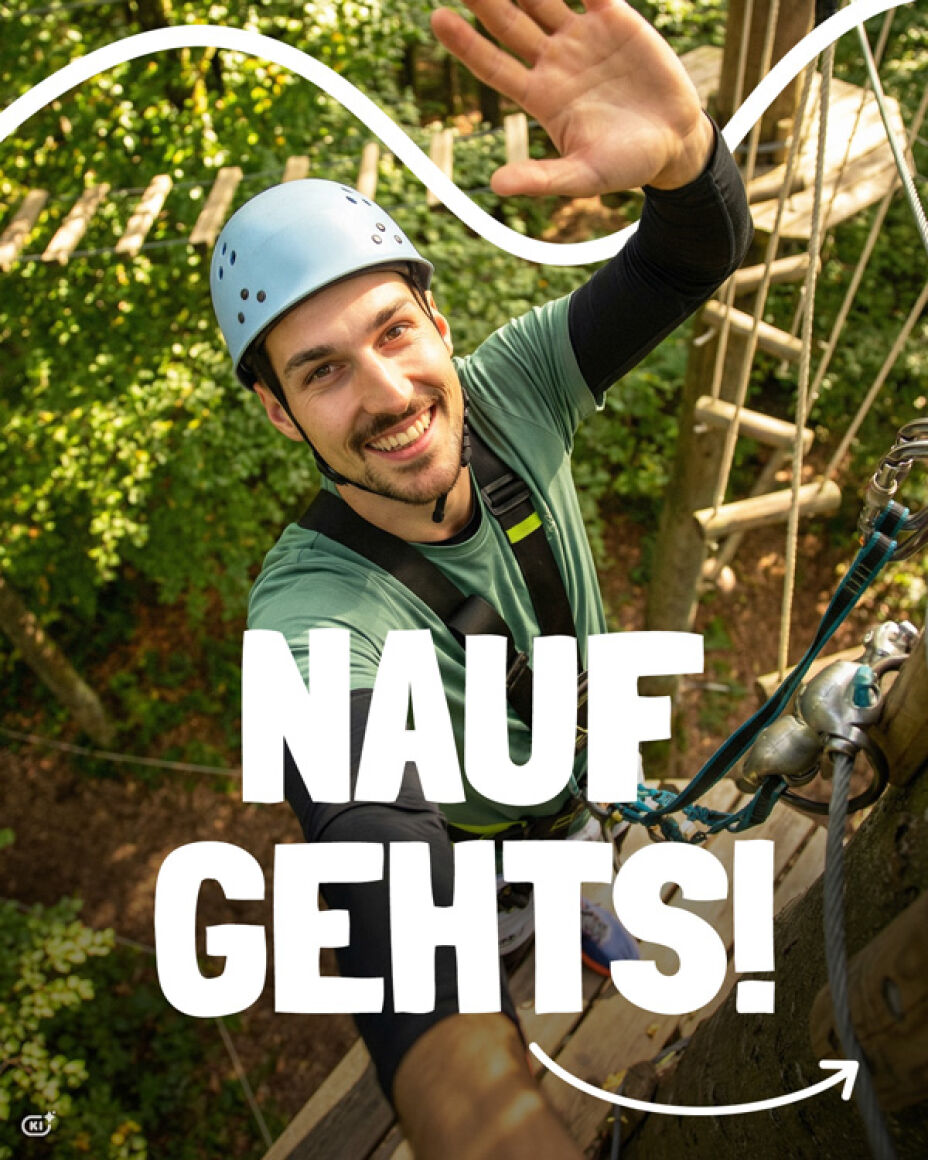 Beitrag „Nauf gehts!“ zur Eröffnung des Kletterwalds