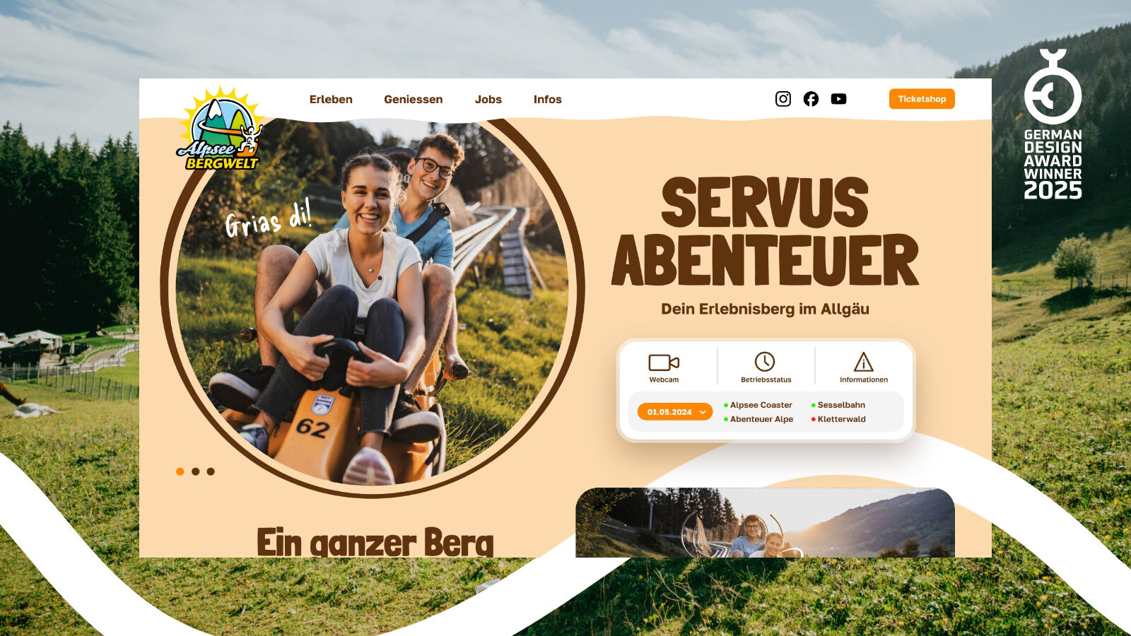 Alpsee Bergwelt – Startseite der neuen Website mit dem German Design Award 2025