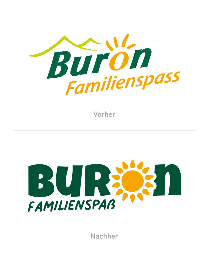 Buron Familienspaß – Alt vs. neu. Mit diesem Logo kanns in die Zukunft gehen 🚀