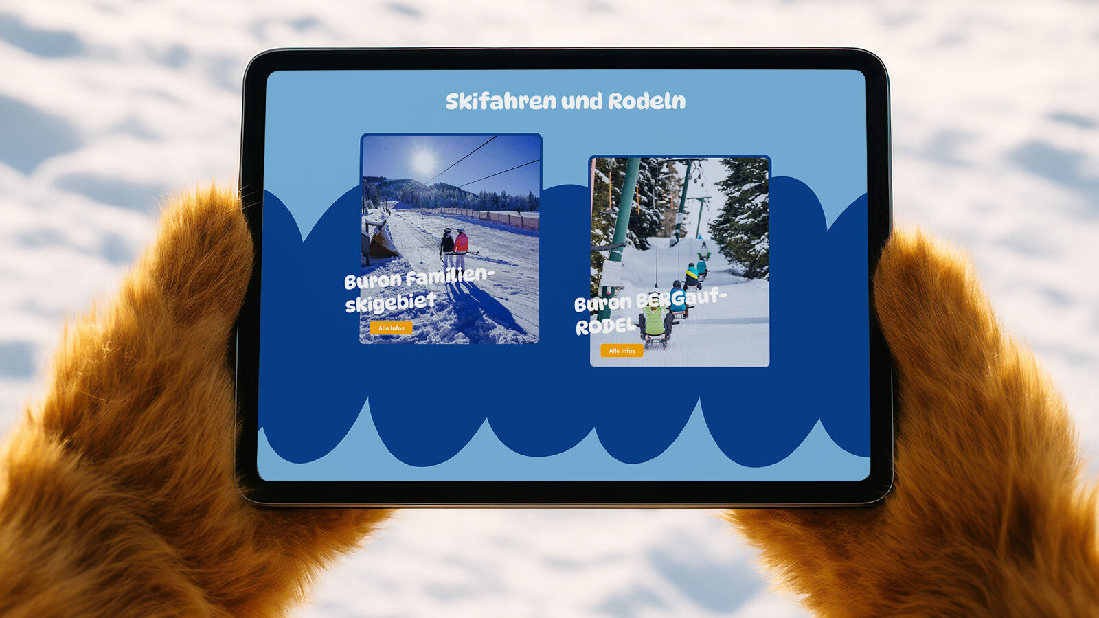 Buron Familienspaß – Und natürlich haben wir auch schon die Winter-Version der Website in der Schublade ❄️