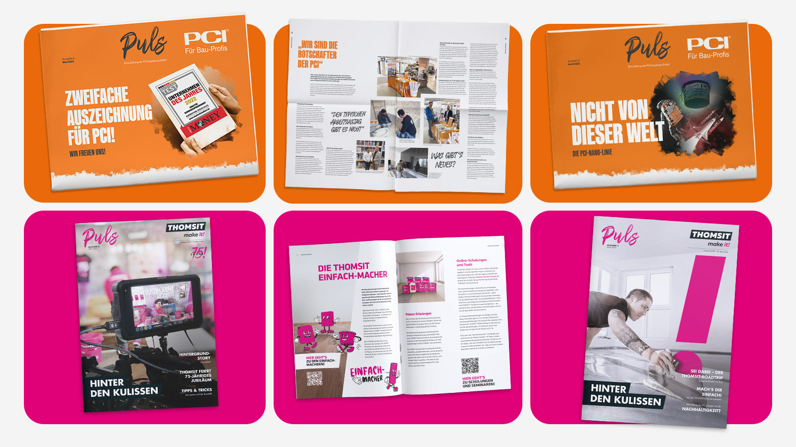 PCI-Gruppe – Passend zur Marke haben wir die PCI mit einer Zeitung und THOMSIT mit einem Magazin ins Corporate Publishing gebracht.